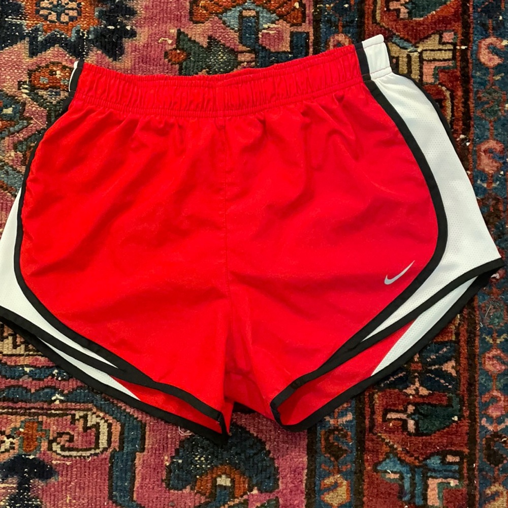 red nike tempo shorts